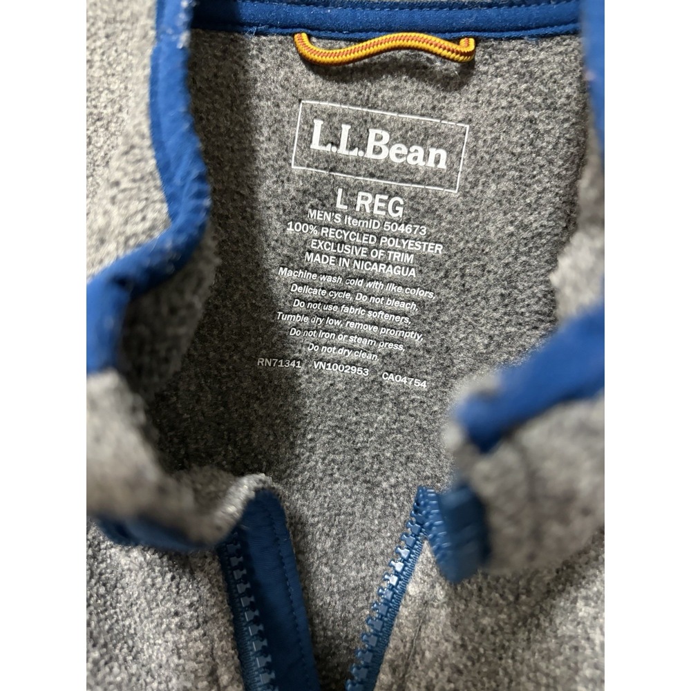 L.L.Bean Mountain Classic Fleece Quarter Zip Pullover Gray Blue Men’s Large - Picture 3 of 9